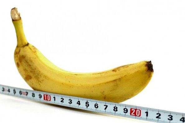 měření penisu na příkladu banánu